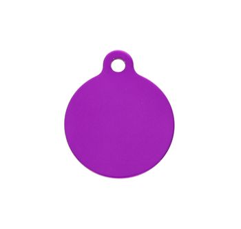 Kółko blaszka dla pupila fioletowa 2,5 cm z miejscem na grawer Kółko purple M. Blaszka w formie adresówki, identyfikatora dla psa. Blaszka z miejscem na grawer. Na adresówce możemy wygrawerować np. imię psa i nr telefonu do wł.jpg